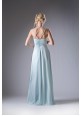 Beaded Cross Strap Long Gown With Pleated